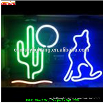 wolf howling at moon neon sign